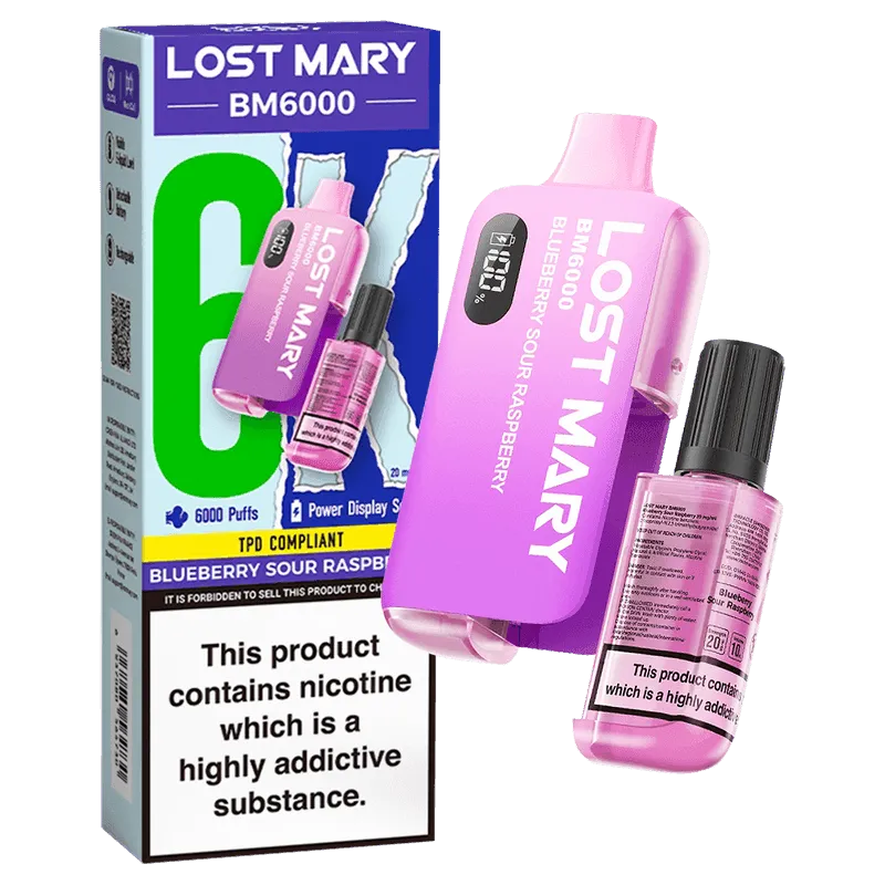 BLUEBERRY SOUR RASPBERRY - LOST MARY BM6000 DISPOSABLE VAPE - 20MG(2%)
