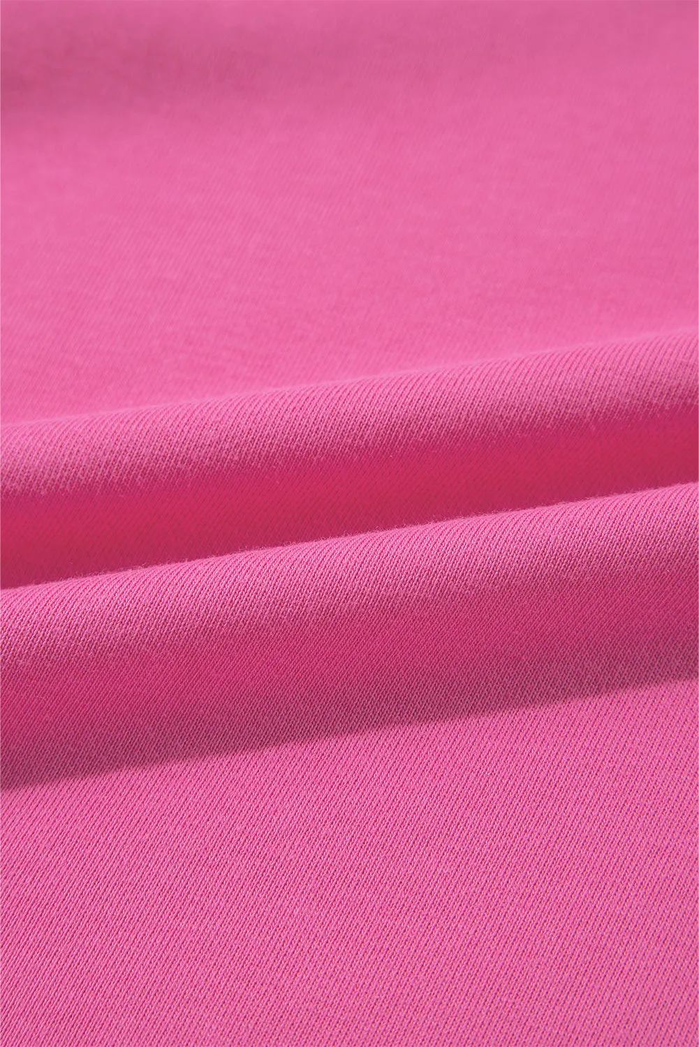 Bright Pink Textured Patchwork Round Neck Sweatshirt