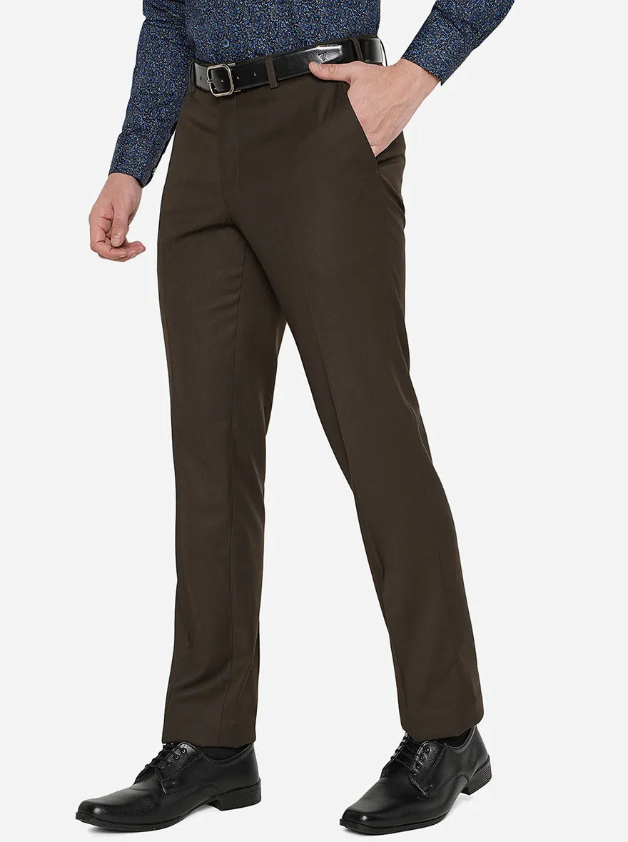 Brown Solid Classic Fit Formal Trouser | JadeBlue