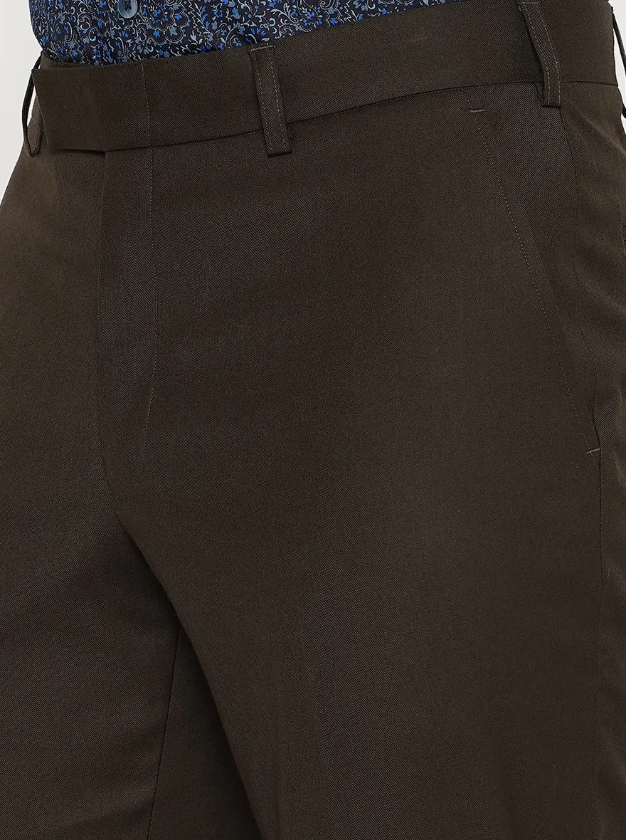 Brown Solid Classic Fit Formal Trouser | JadeBlue