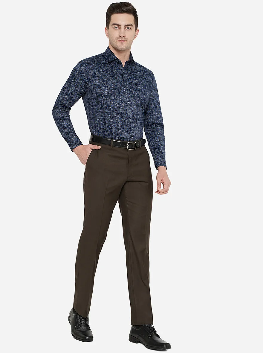 Brown Solid Classic Fit Formal Trouser | JadeBlue