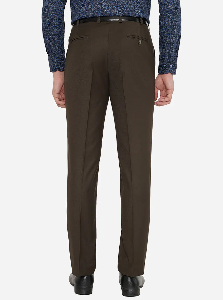 Brown Solid Classic Fit Formal Trouser | JadeBlue