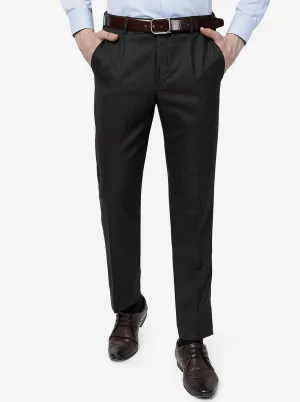 Brown Solid Slim Fit Formal Trouser | Metal