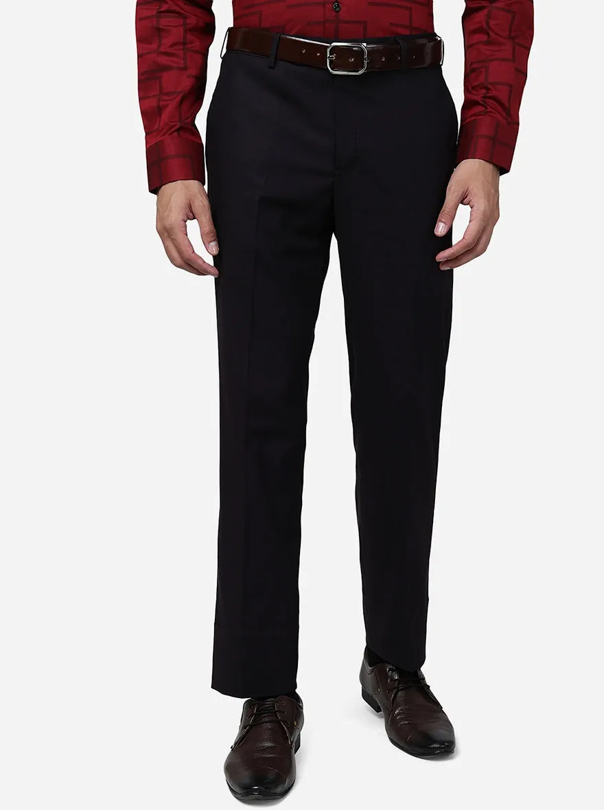 Brown Solid Slim Fit Formal Trouser | Metal