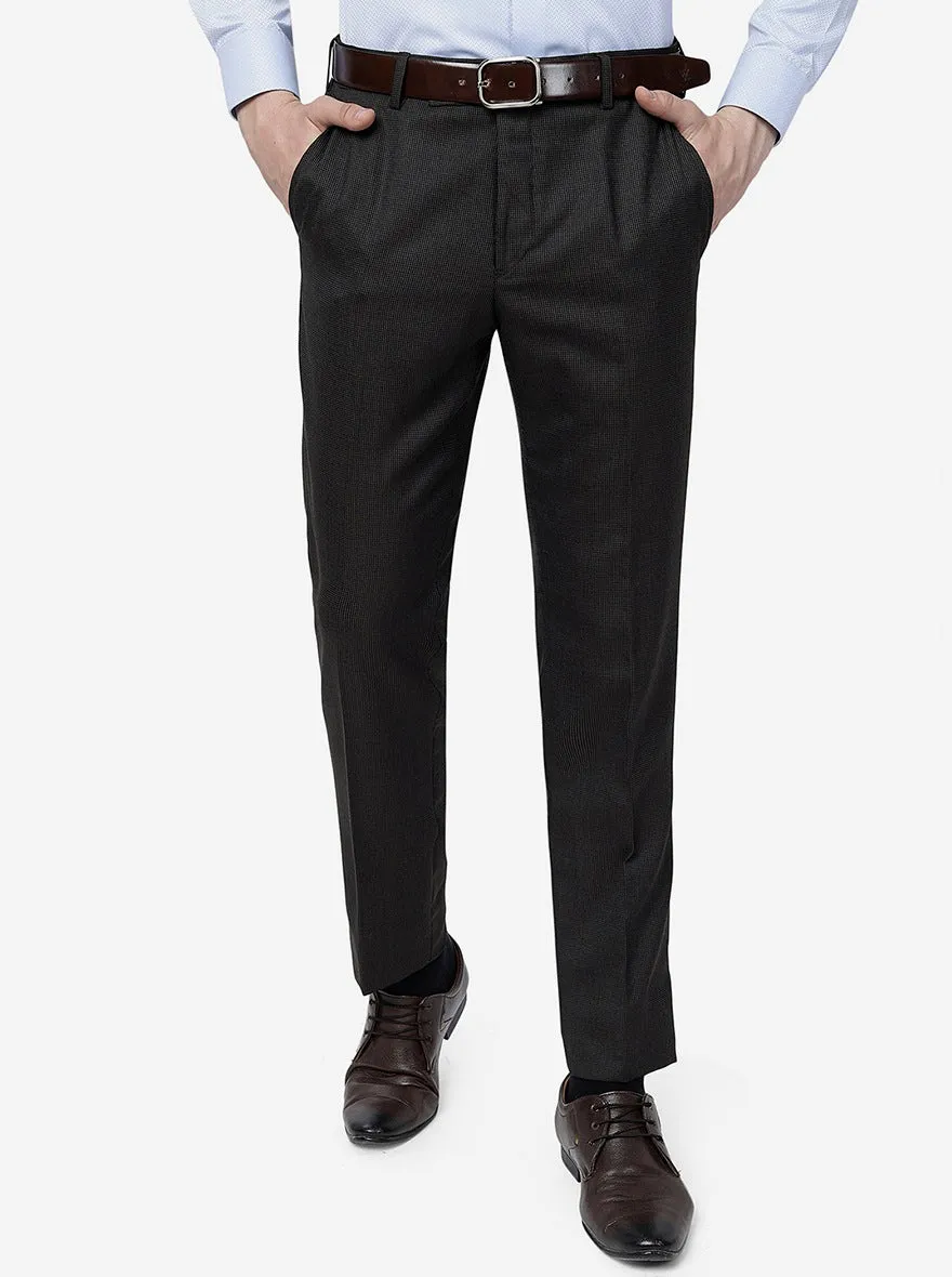 Brown Solid Slim Fit Formal Trouser | Metal