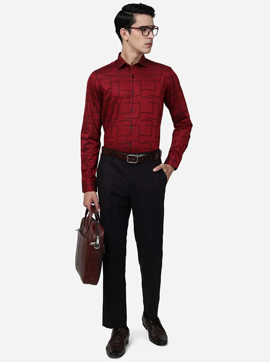 Brown Solid Slim Fit Formal Trouser | Metal