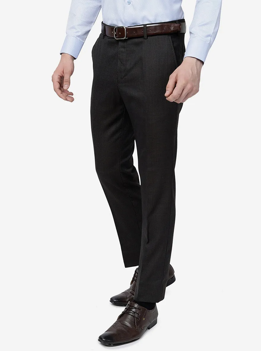 Brown Solid Slim Fit Formal Trouser | Metal