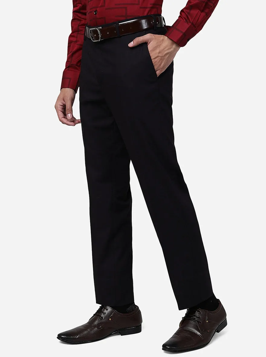 Brown Solid Slim Fit Formal Trouser | Metal