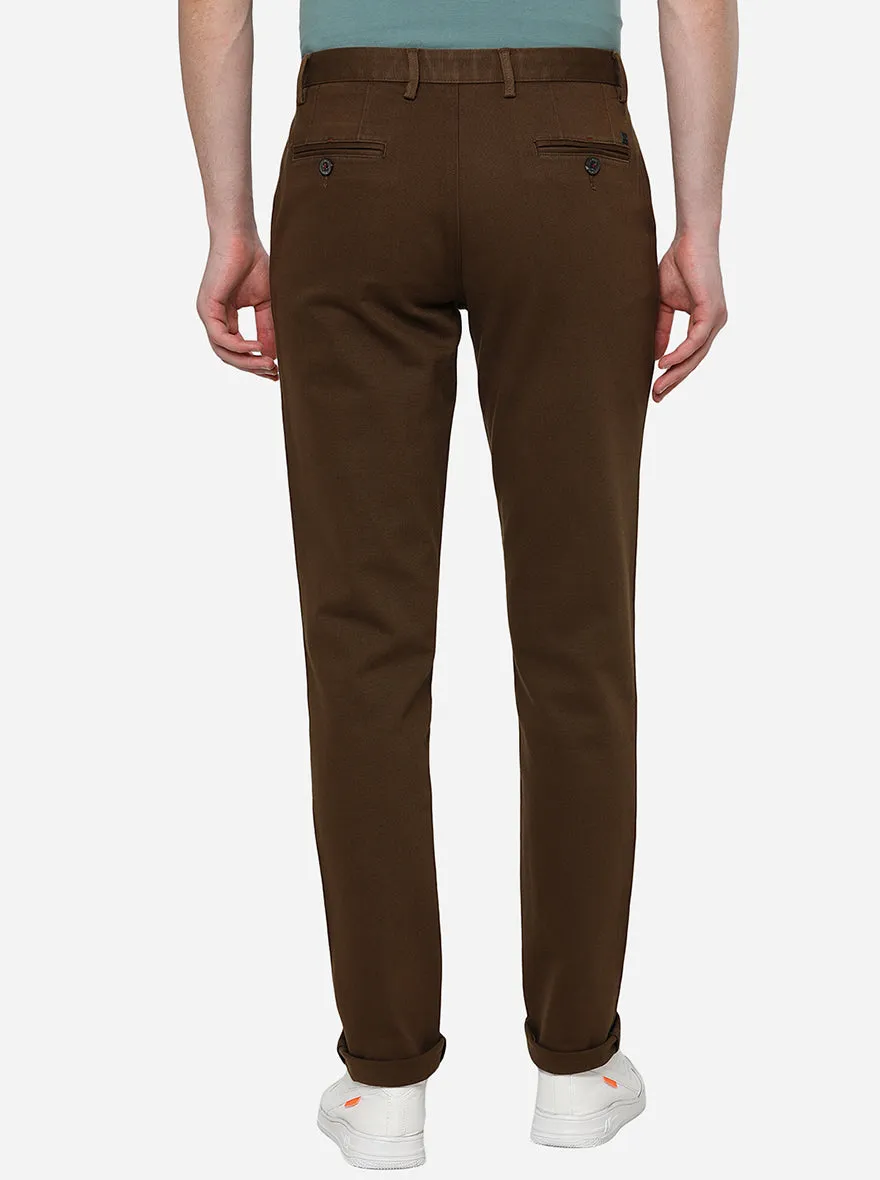 Brown Solid Uno Fit Casual Trouser | JadeBlue