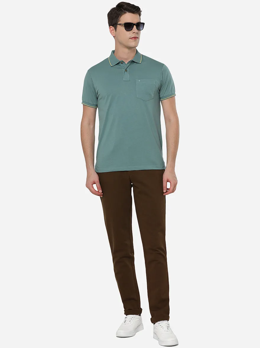 Brown Solid Uno Fit Casual Trouser | JadeBlue