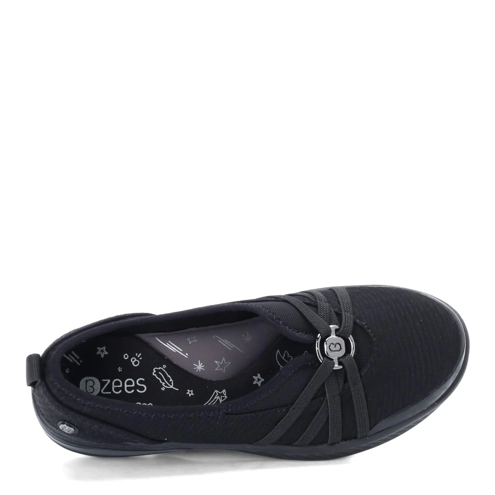 BZees Womens Niche Skimmers Ballet Flat, Black Mesh, 8.5 US