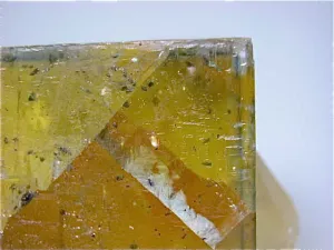 Calcite on Fluorite with Chalcopyrite Inclusions, attr: Bethel Level M. F. Oxford Mine #7, Ozark-Mahoning Company, Southern Illinois, Mined c. mid-1960s, Dr. Perry & Anne Bynum Collection, Small Cabinet 4.5 x 5.0 x 7.0 cm, $125.  Online 7/24. SOLD.