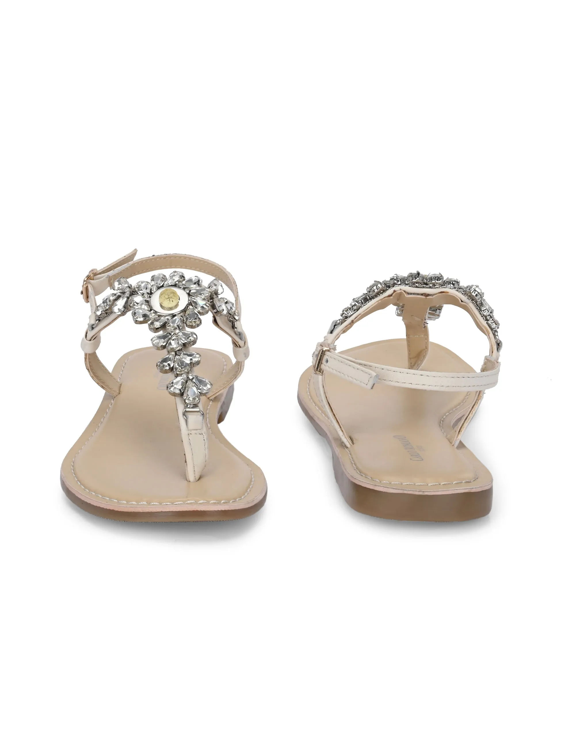 CARLO ROMANO GENUINE LEATHER FLAT STYLISH SANDAL FOR WOMEN
