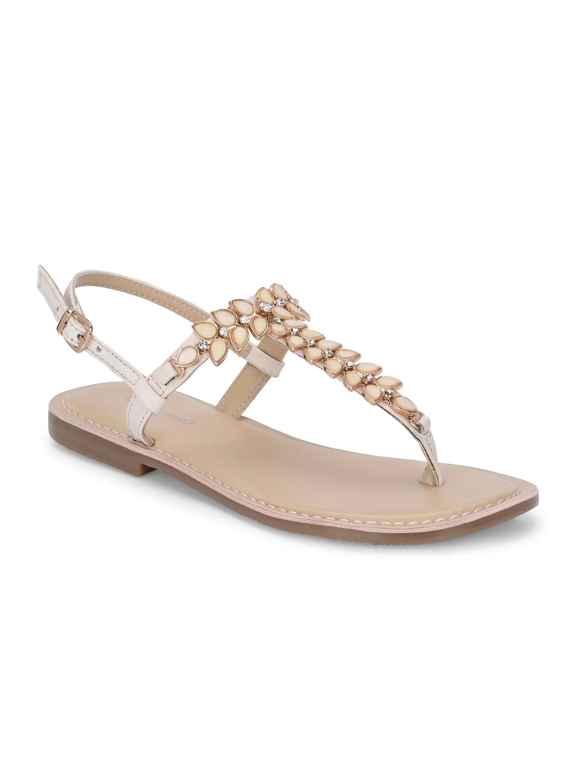 CARLO ROMANO GENUINE LEATHER FLAT STYLISH SANDAL FOR WOMEN