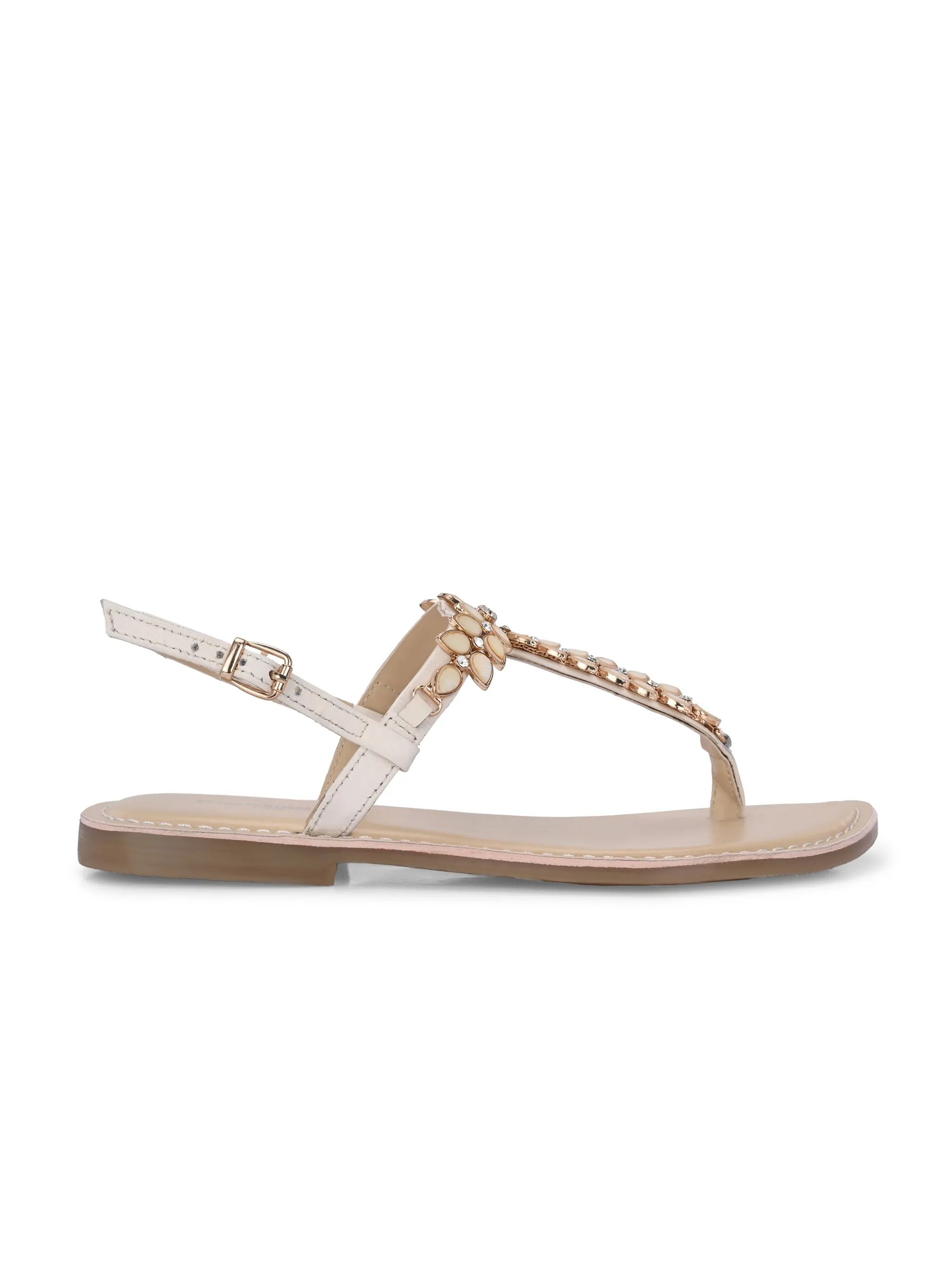 CARLO ROMANO GENUINE LEATHER FLAT STYLISH SANDAL FOR WOMEN