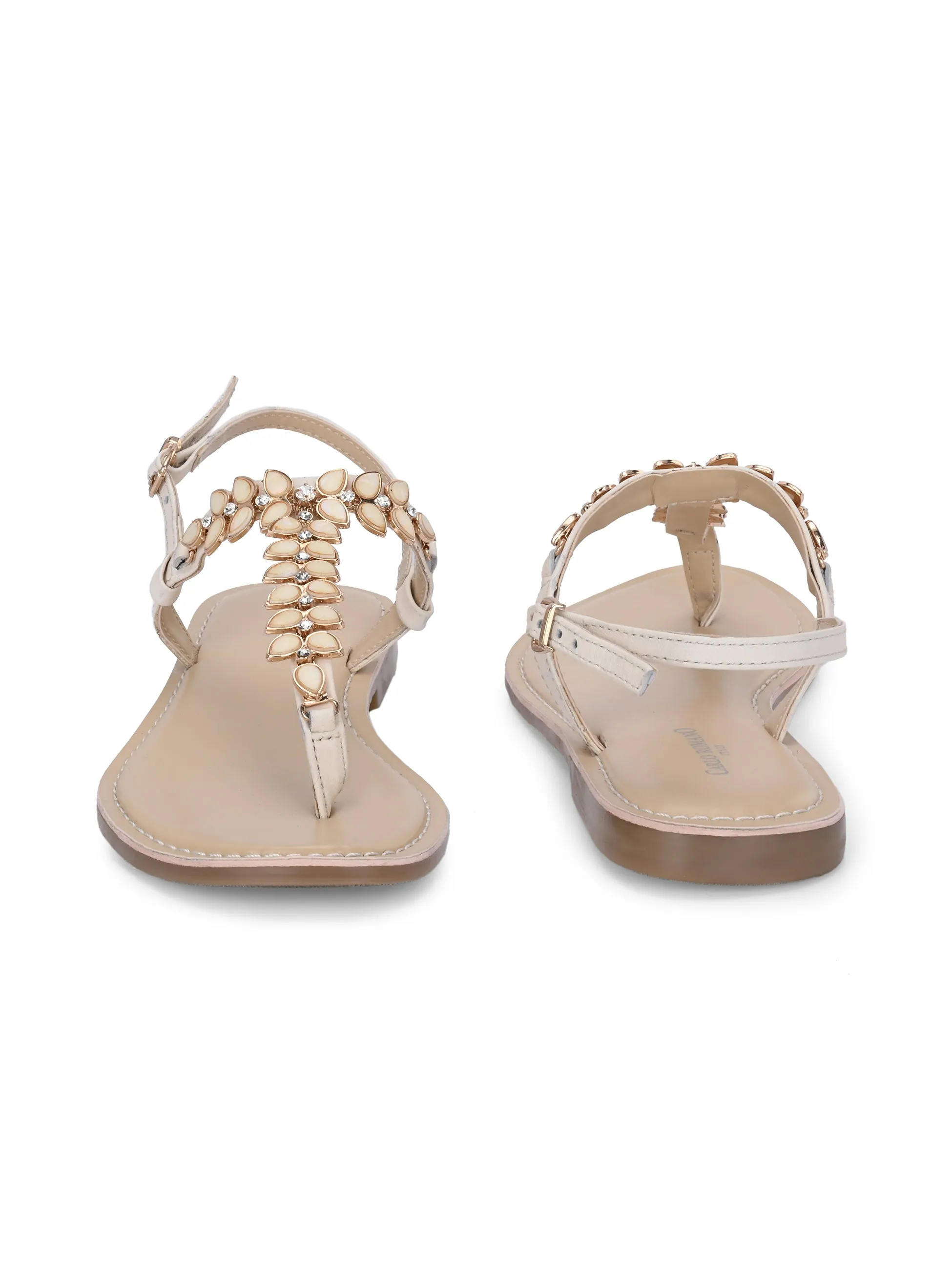 CARLO ROMANO GENUINE LEATHER FLAT STYLISH SANDAL FOR WOMEN