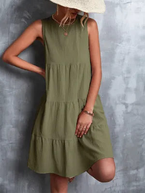 Celine Sleeveless Tiered A-Line Midi Dress
