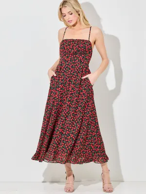 Cherry Print Slip Maxi Dress