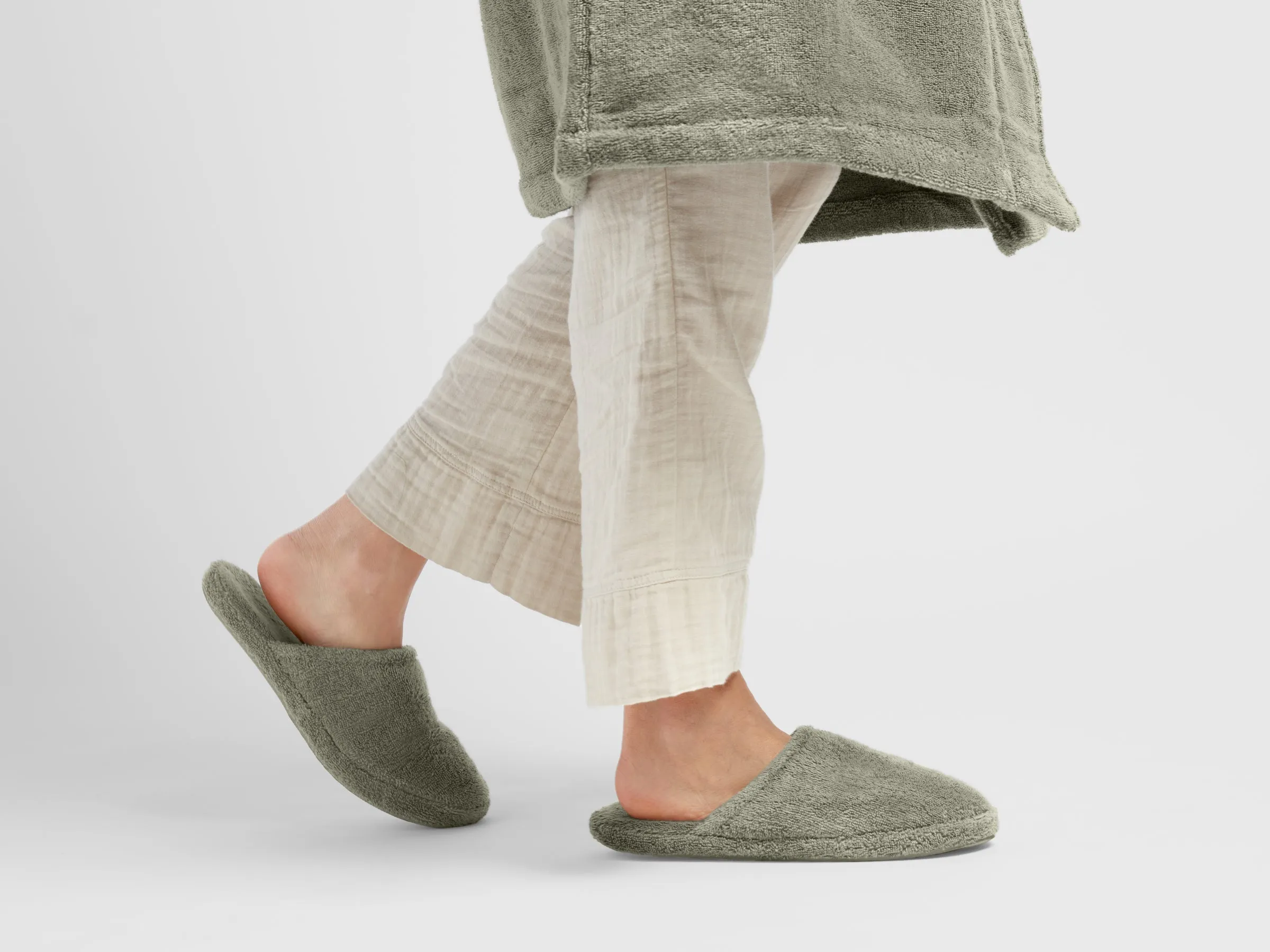 Classic Turkish Cotton Slippers (Moss)