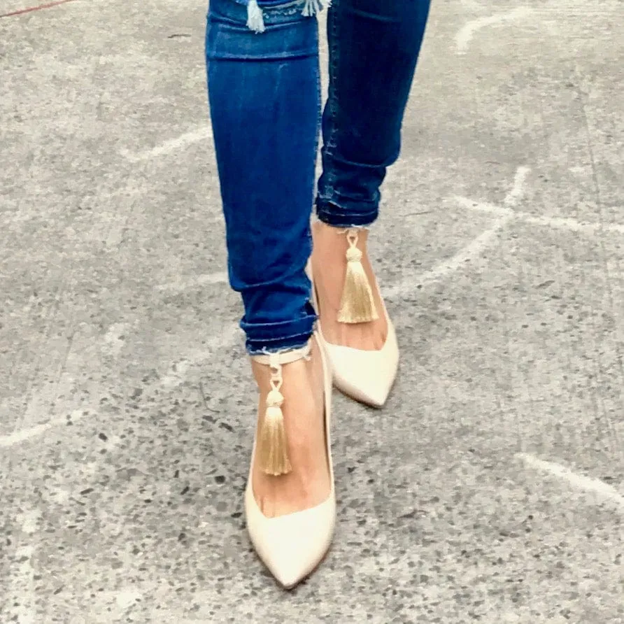 Classic Vegan Leather & Vegan Silk Tassels | Light Gold