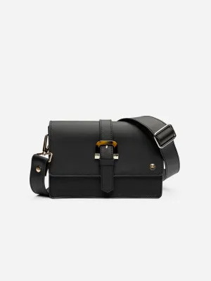 Coco Vegan Leather Tortoiseshell Crossbody Bag | Black