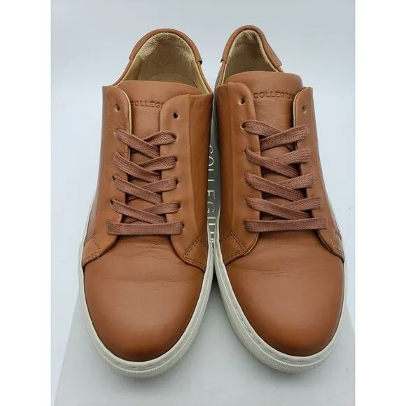 Collegium Men's Classic Pillar Low Italian Leather Sneaker Cognac/Cream 6 US NEW