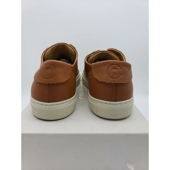 Collegium Men's Classic Pillar Low Italian Leather Sneaker Cognac/Cream 6 US NEW