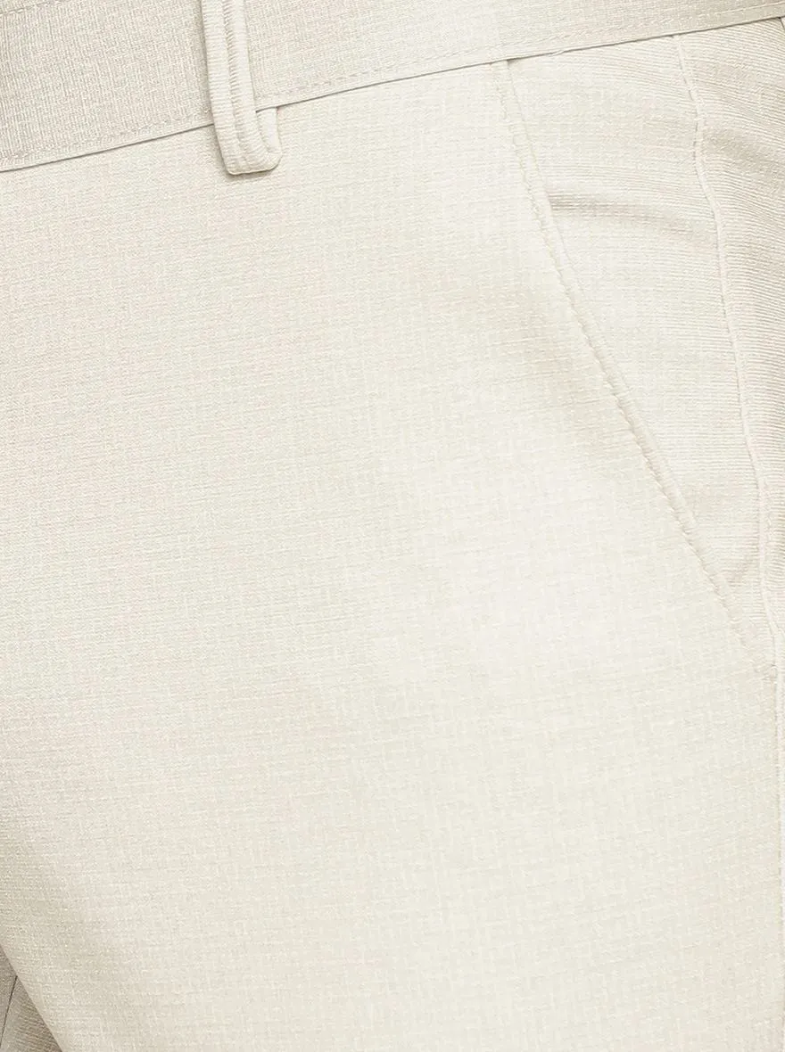 Cream Solid Slim Fit Club Wear Trouser | JB Studio