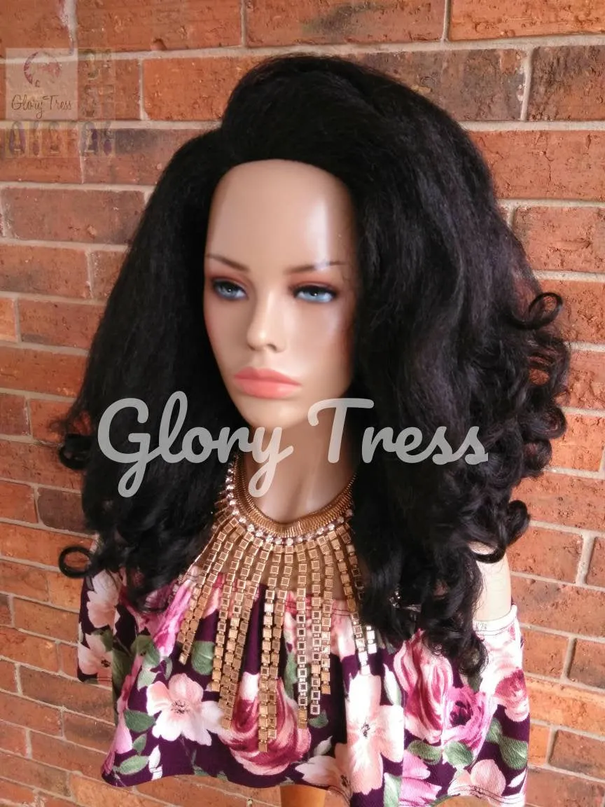 Curly Half Wig, Wigs, African American Wig, Kinky Curly Wig, Natural Yaki Wig, Blown Out Hairstyle, ON SALE // MARY