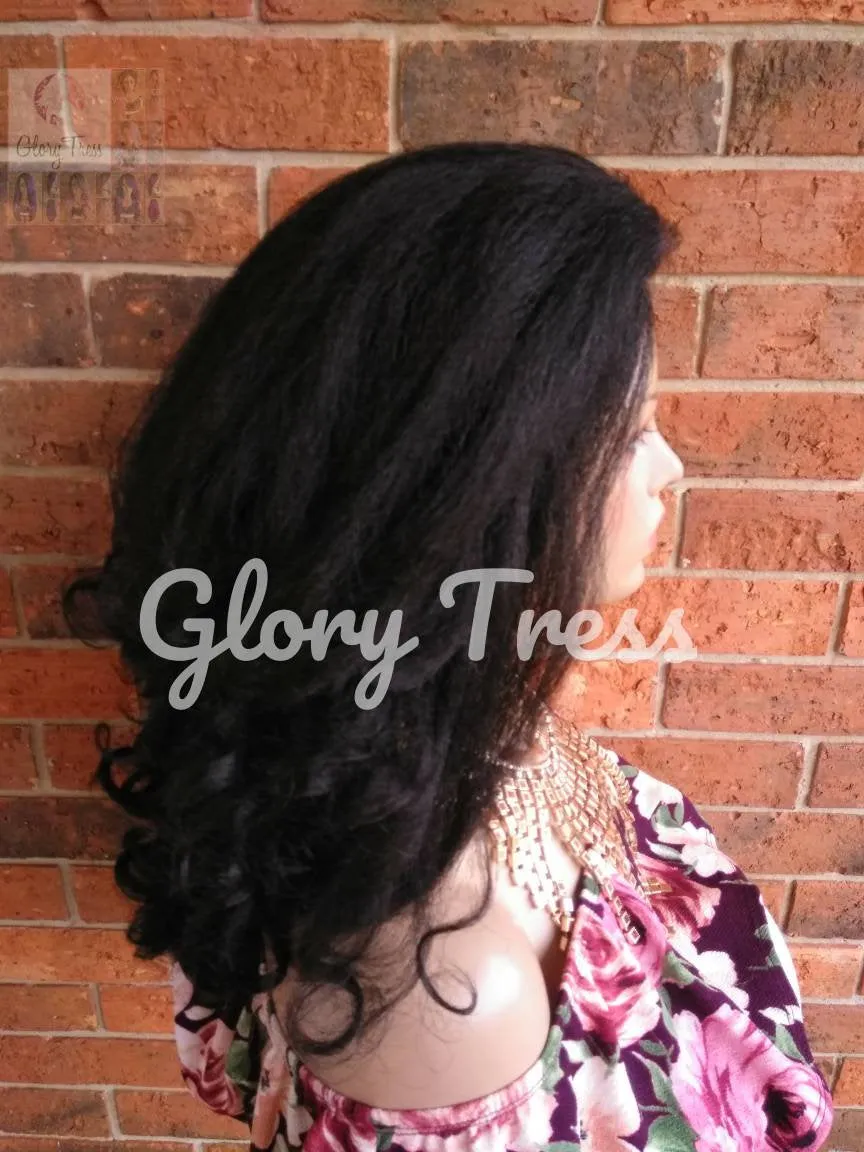 Curly Half Wig, Wigs, African American Wig, Kinky Curly Wig, Natural Yaki Wig, Blown Out Hairstyle, ON SALE // MARY
