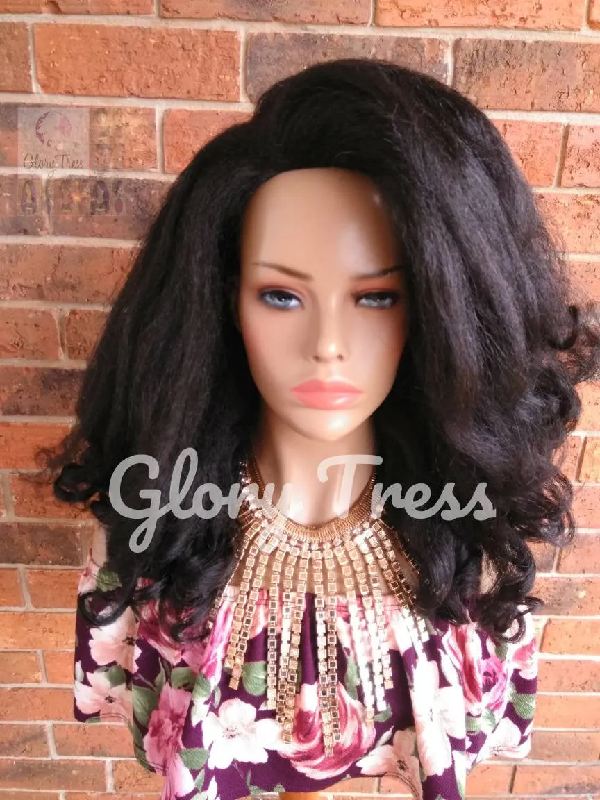 Curly Half Wig, Wigs, African American Wig, Kinky Curly Wig, Natural Yaki Wig, Blown Out Hairstyle, ON SALE // MARY
