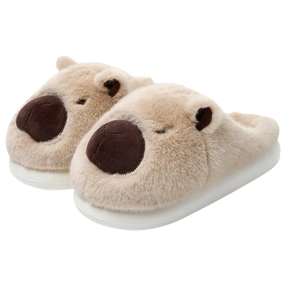 Cute Cartoon Capybara Slippers Winter Warm Women Cotton Slippers Anti-Skid Comfortable Furry Animal Slippers Slip-on House Shoes