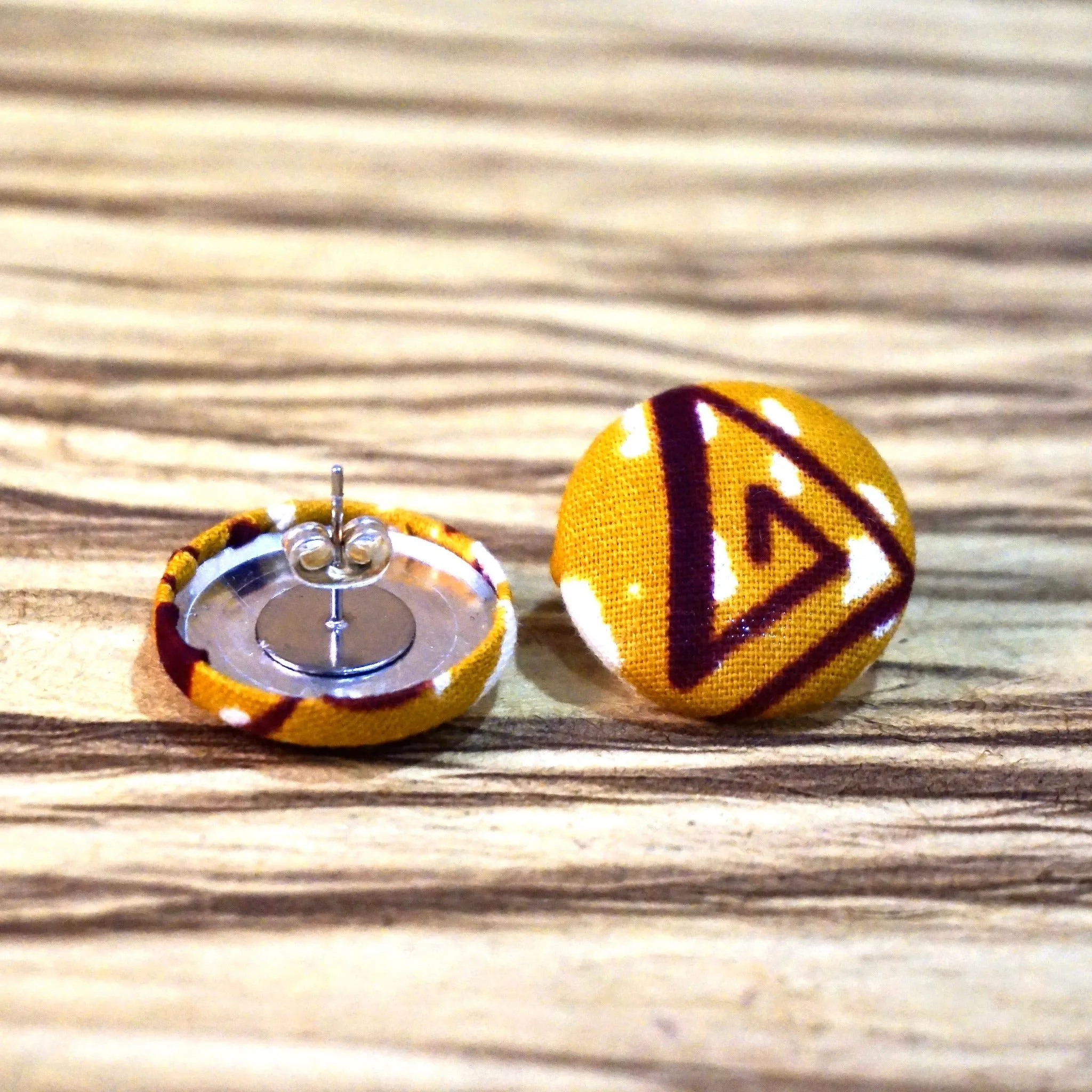 Cyra Ankara Fabric Stud Earrings green