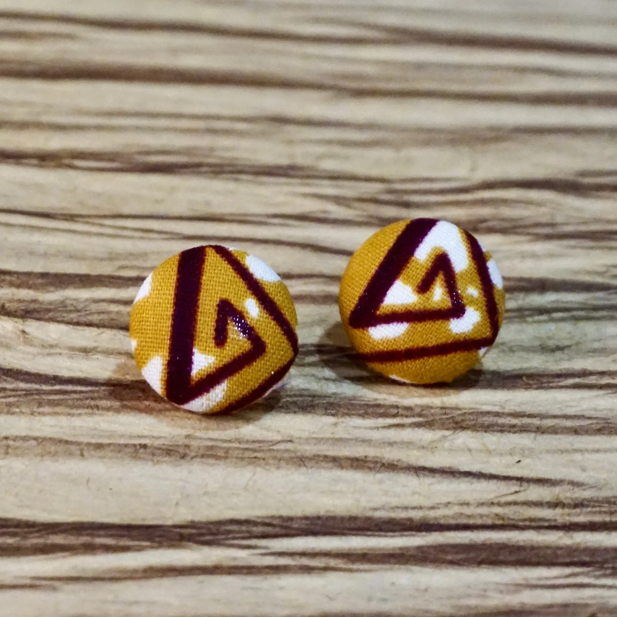 Cyra Ankara Fabric Stud Earrings green