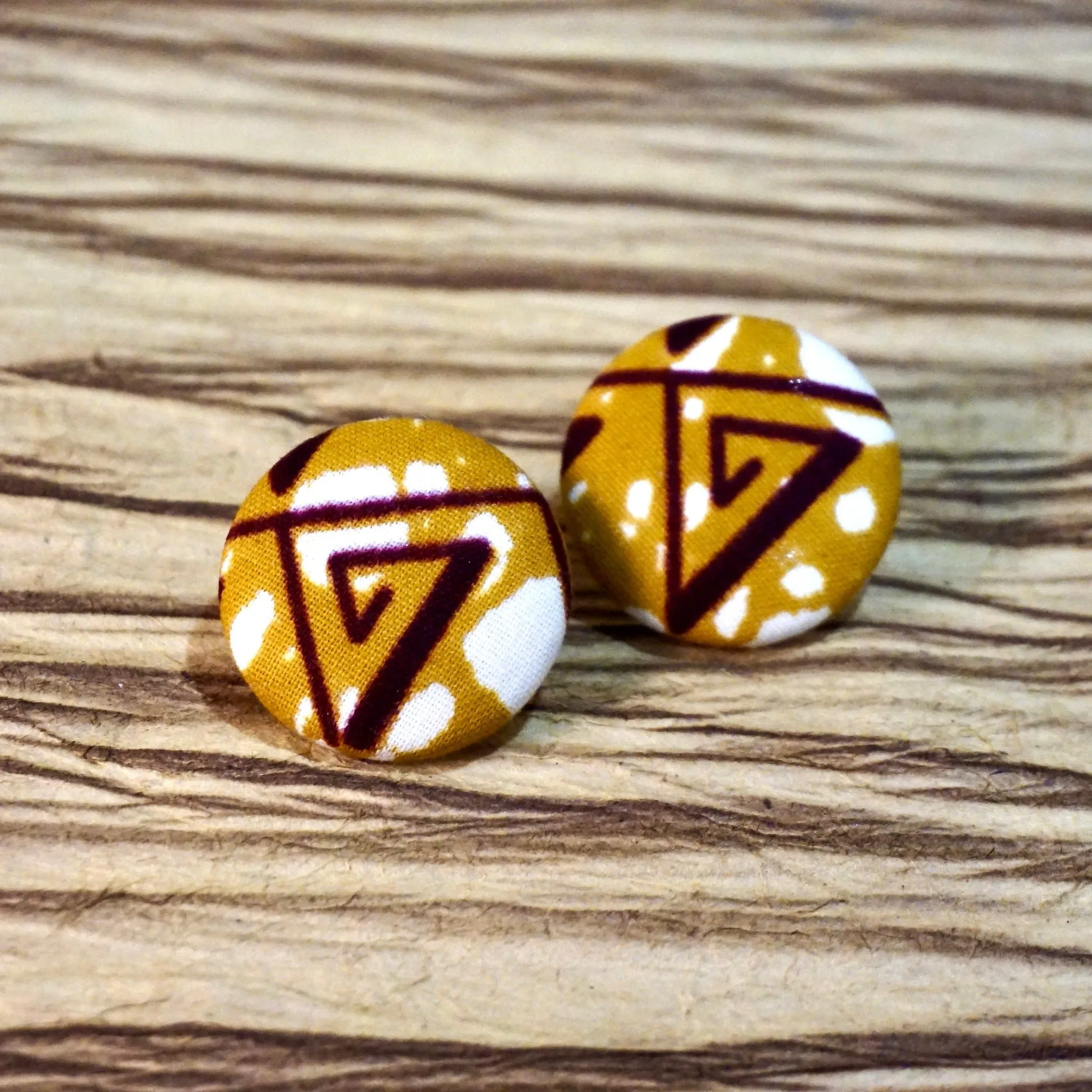 Cyra Ankara Fabric Stud Earrings green