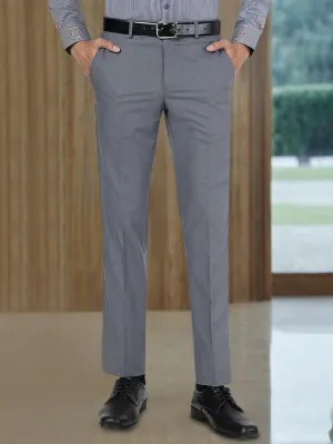 Dark Grey Solid Slim Fit Formal Trouser | Greenfibre