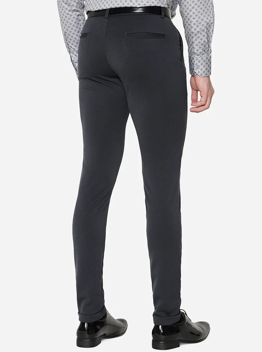 Dark Grey Solid Slim Fit Formal Trouser | JB Studio