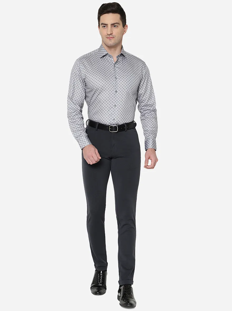 Dark Grey Solid Slim Fit Formal Trouser | JB Studio