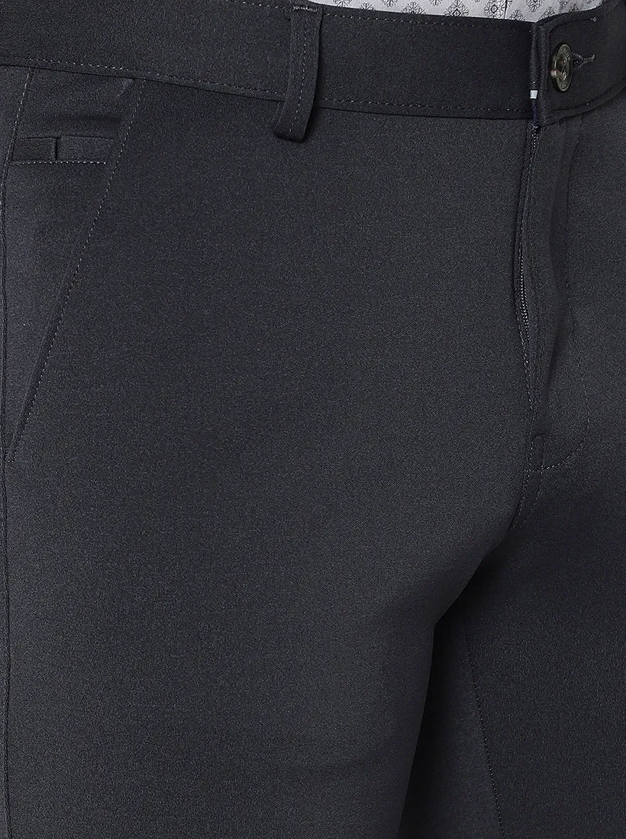 Dark Grey Solid Slim Fit Formal Trouser | JB Studio