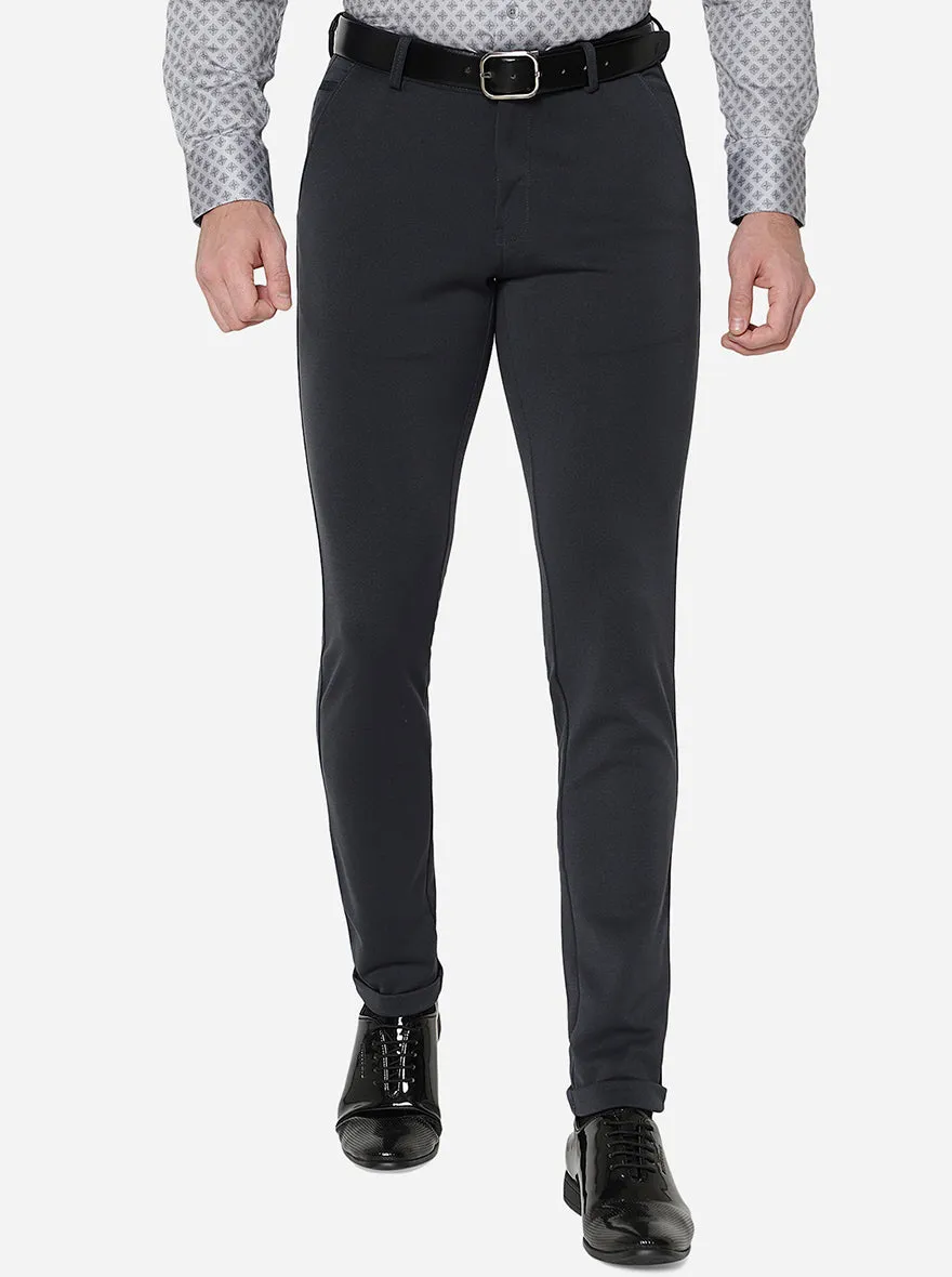 Dark Grey Solid Slim Fit Formal Trouser | JB Studio