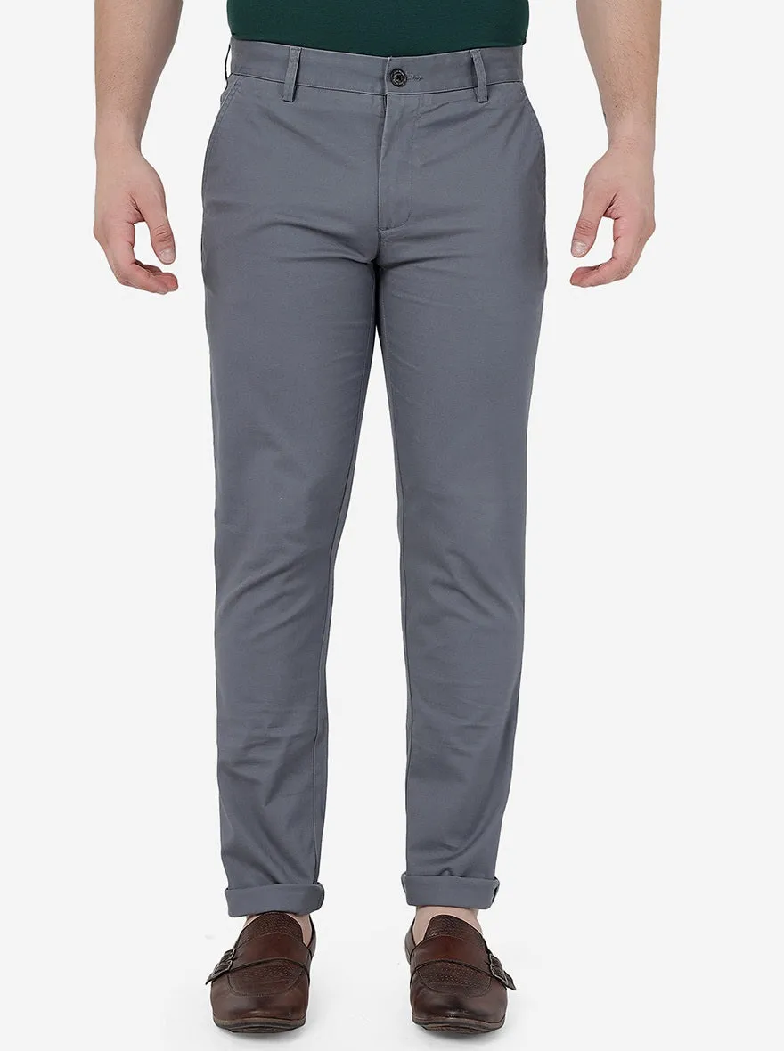 Dark Grey Solid Uno Fit Casual Trouser | JadeBlue