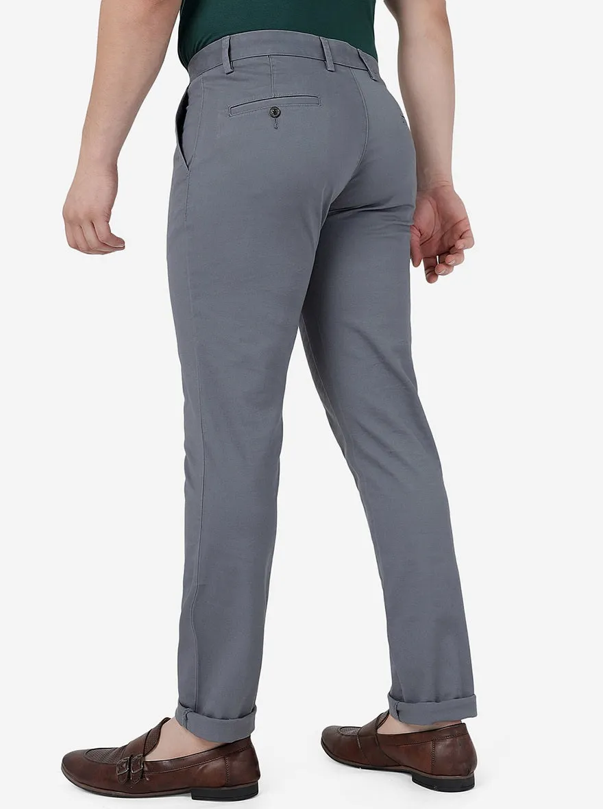 Dark Grey Solid Uno Fit Casual Trouser | JadeBlue