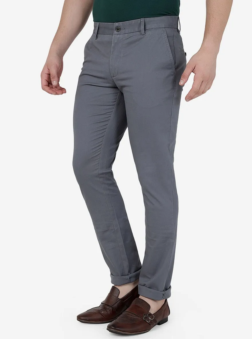 Dark Grey Solid Uno Fit Casual Trouser | JadeBlue