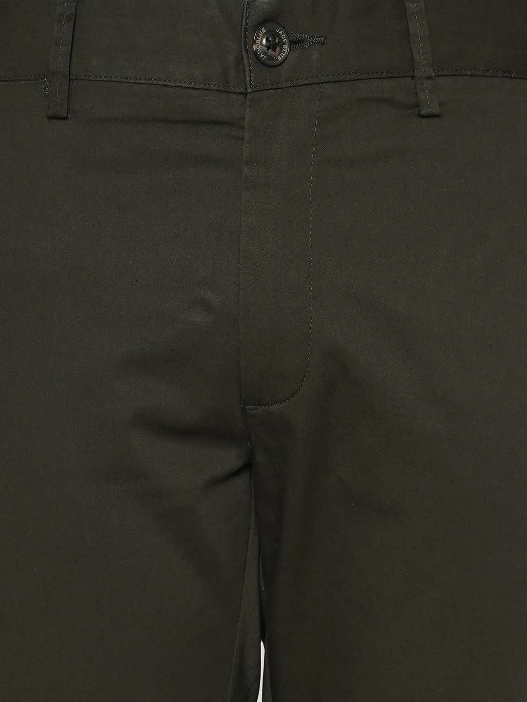 Dark Olive Solid Uno Fit Casual Trouser | JadeBlue