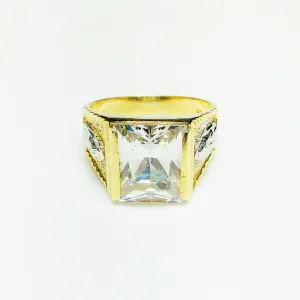 Diamond Cut Guadalupe Princess Cut CZ Ring 14K Yellow Gold