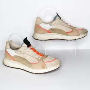 Ecco St.1 Women's Sneakers Leather Lace Up 83627351891 Beige Tan Size 40 9 | AS