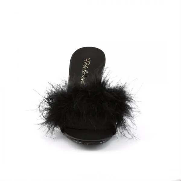 Fabulicious | Classic marabou slipper | black