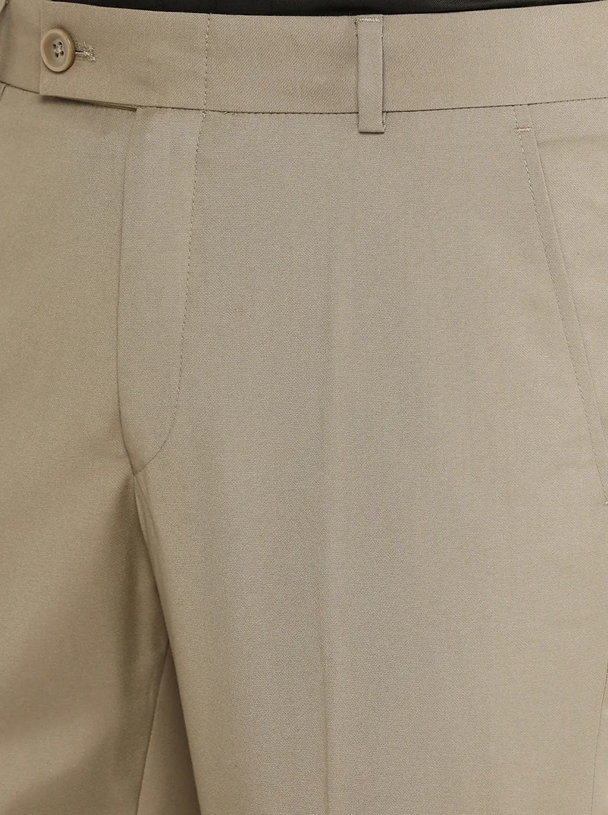 Fawn Solid Slim Fit Formal Trouser | Greenfibre