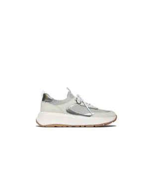 FitFlop F-Mode Suede Knit Flatform Slip On Laced Sneaker Urban White French Grey