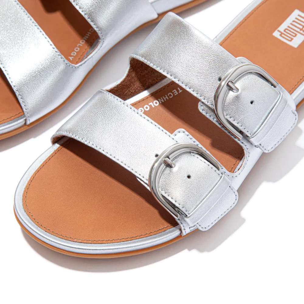 FitFlop GRACIE Buckle Two-Bar Leather Slides